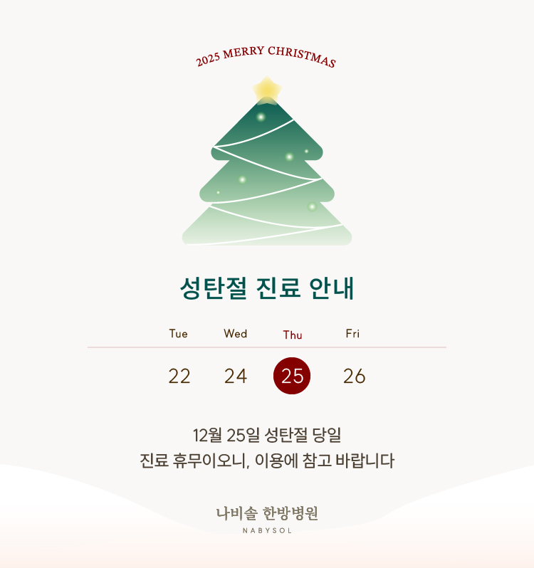성탄휴무안내 12월 25일은 휴진입니다.